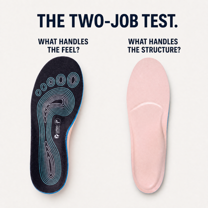 ARVIENO Two-Job Test: real top surface for feel and real molded underside for structure.
